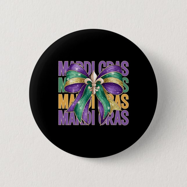 Mardi Gras Coquette Bow  6 Cm Round Badge (Front)