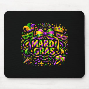 Mardi Gras Coquette Bow Beads Mask King Cake Carni Mouse Pad