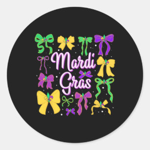 Mardi Gras Coquette Bow Celebrate New Orleans Wome Classic Round Sticker