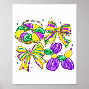 Mardi Gras Coquette Bow Dog Beads New Orleans Fleu Poster