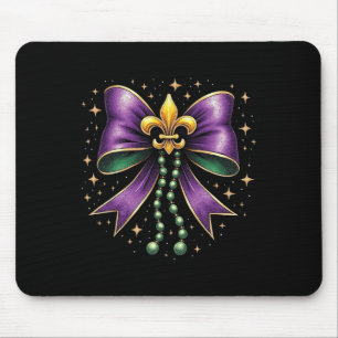 Mardi Gras Coquette Bow Fat Happy Mardi Gras  Mouse Pad