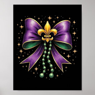 Mardi Gras Coquette Bow Fat Happy Mardi Gras Poster