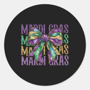 Mardi Gras Coquette Bow Fat Tuesday New Orleans Classic Round Sticker