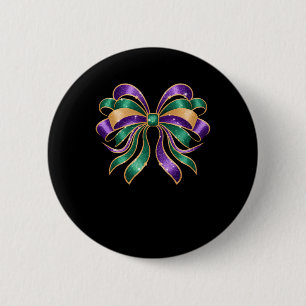 Mardi Gras Coquette Bow Fat Tuesday New Orleans Fu 6 Cm Round Badge