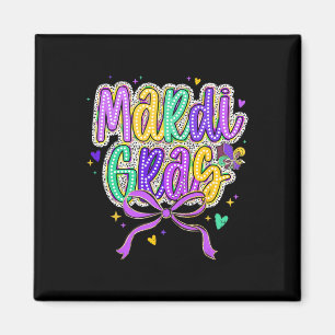 Mardi Gras Coquette Bow Fat Tuesday New Orleans Ki Magnet