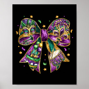 Mardi Gras Coquette Bow Fat Tuesday New Orleans Ki Poster