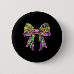 Mardi Gras Coquette Bow Fat Tuesday New Orleans Wo 6 Cm Round Badge