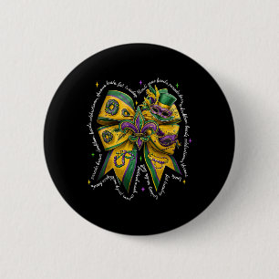 Mardi Gras Coquette Bow Fat Tuesday New Orleans Wo 6 Cm Round Badge