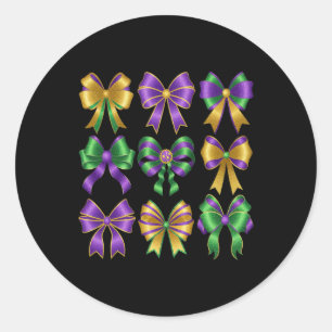 Mardi Gras Coquette Bow Fat Tuesday New Orleans Wo Classic Round Sticker