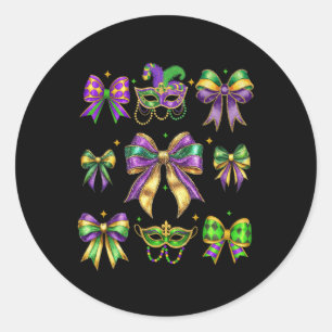 Mardi Gras Coquette Bow Fat Tuesday New Orleans Wo Classic Round Sticker