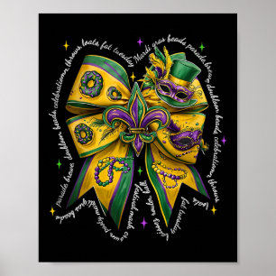 Mardi Gras Coquette Bow Fat Tuesday New Orleans Wo Poster