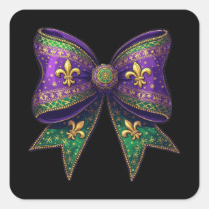 Mardi Gras Coquette Bow Festive Elegance Carnival Square Sticker