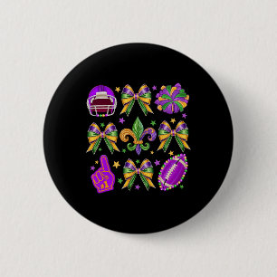 Mardi Gras Coquette Bow Footbyll Mardi Gras New Or 6 Cm Round Badge