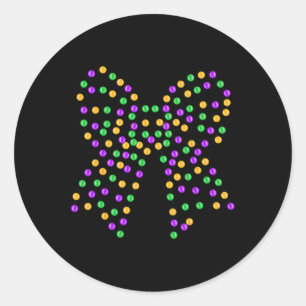 Mardi Gras Coquette Bow New Orleans Coquette Bow M Classic Round Sticker