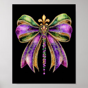 Mardi Gras Coquette Bow New Orleans Women Kids Gir Poster