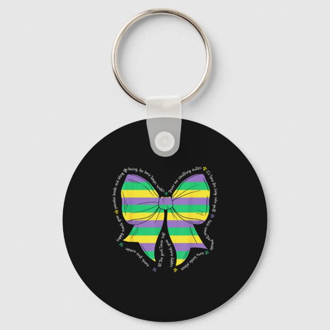 Mardi Gras Coquette Bow Orleans Key Ring (Front)