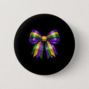 Mardi gras coquette bow parade party vibes 6 cm round badge