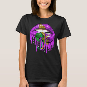 Mardi Gras Costume Cute Purple & Gold Lips Fleur D T-Shirt