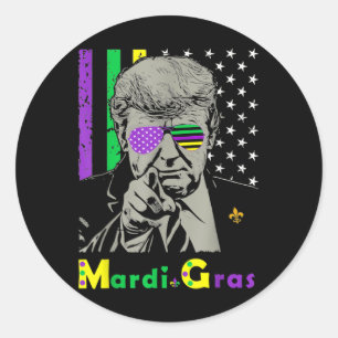 Mardi Gras Costume Donald Trump Us Flag Funny Trum Classic Round Sticker