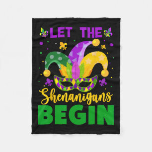 Mardi Gras Costume Let The Shenanigans Begin Mardi Fleece Blanket