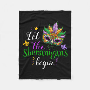 Mardi Gras Costume Let The Shenanigans Begin Mask Fleece Blanket