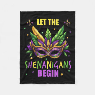 Mardi Gras Costume Let The Shenanigans Begin Mask Fleece Blanket