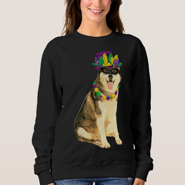 Mardi Gras Costume Mask Siberian Husky Sweatshirt (Front)