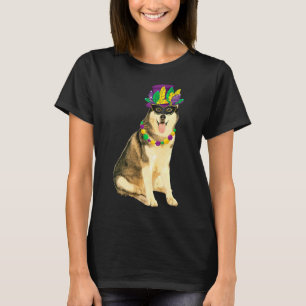 Mardi Gras Costume Mask Siberian Husky T-Shirt