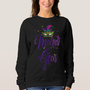 Mardi Gras Costume Purple Mask Feathers Women Men Sweatshirt