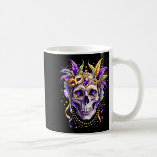 Mardi gras costume sugar skull beads carnival new coffee mug