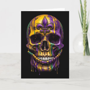 Mardi Gras Costume Sugar Skull Carnival Halloween  Card