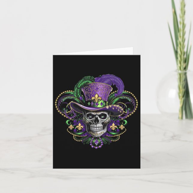 Mardi Gras Costume Sugar Skull Carnival Halloween  Card (Front)