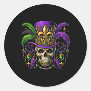 Mardi Gras Costume Sugar Skull Carnival Halloween Classic Round Sticker