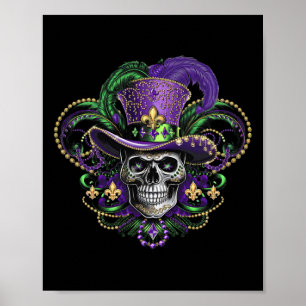 Mardi Gras Costume Sugar Skull Carnival Halloween Poster