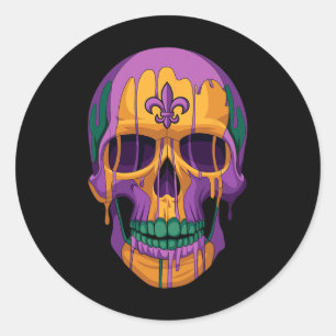 Mardi Gras Costume Sugar Skull Carnival New Orlean Classic Round Sticker