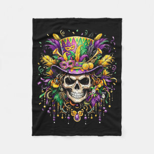 Mardi gras costume sugar skull carnival new orlean fleece blanket