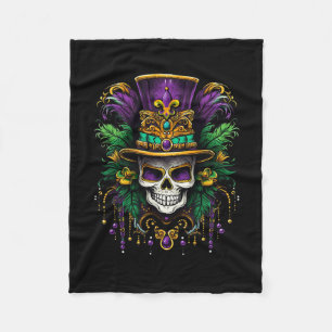 Mardi Gras Costume Sugar Skull Carnival New Orlean Fleece Blanket