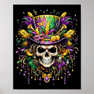 Mardi gras costume sugar skull carnival new orlean poster