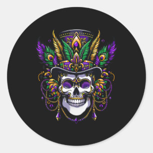 Mardi Gras Costume Sugar Skull Carnival Party Classic Round Sticker