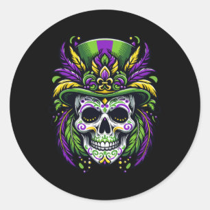 Mardi Gras Costume Sugar Skull Carnival Party Men  Classic Round Sticker