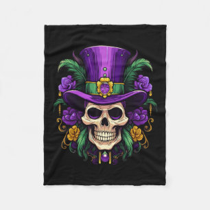 Mardi Gras Costume Sugar Skull Carnival Party Men  Fleece Blanket