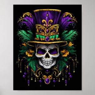 Mardi Gras Costume Sugar Skull Carnival Party Men  Poster