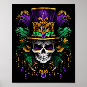 Mardi Gras Costume Sugar Skull Carnival Party Men Poster