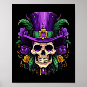Mardi Gras Costume Sugar Skull Carnival Party Men  Poster