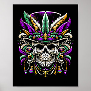 Mardi Gras Costume Sugar Skull Carnival Party Men Poster