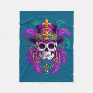 Mardi Gras Costume Sugar Skull Design Fleece Blanket