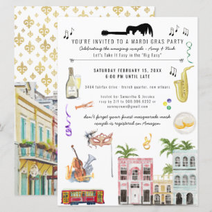 Mardi Gras Couple's Shower Invitation
