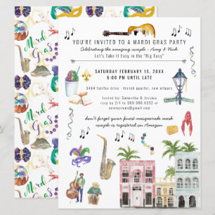 Mardi Gras Couple's Shower Invitation