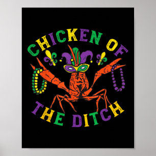 Mardi Gras Crawfish Chicken Of The Ditch Retro Par Poster