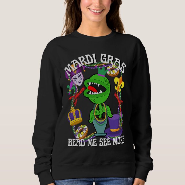 Mardi Gras Crawfish Crawdad Feed Me Beads Jester H Sweatshirt (Front)